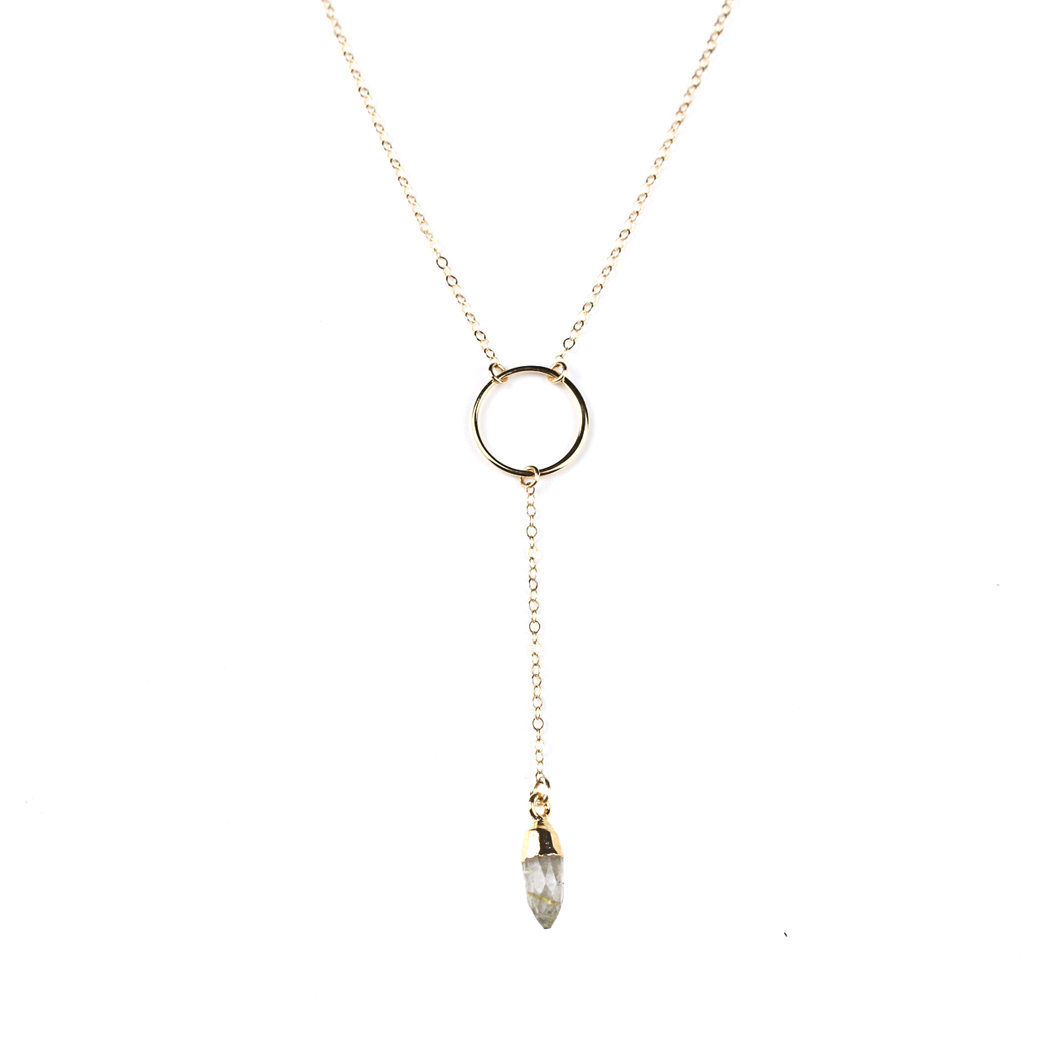 Gia Gold Rutilated Quartz Y Necklace