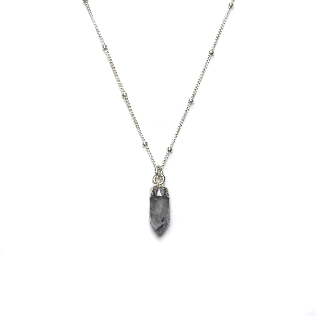 Stella Silver Rutilated Quartz Satellite Necklace