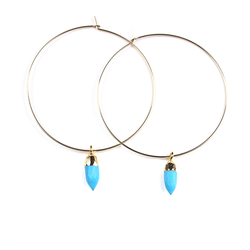 Chloe Gold Turquoise Hoops