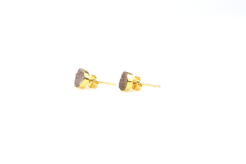 Round Gold Druzy Stud No. 1