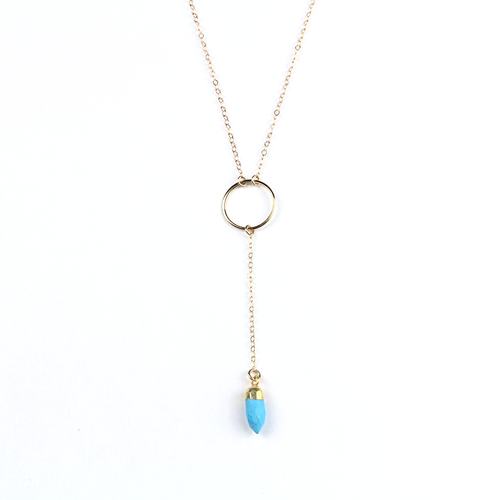 Gia Gold Turquoise Y Necklace