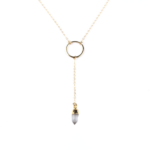 Gia Gold Clear Quartz Y Necklace