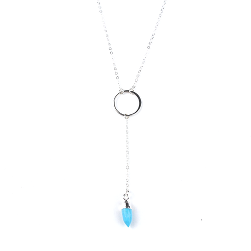 Gia Silver Turquoise Y Necklace