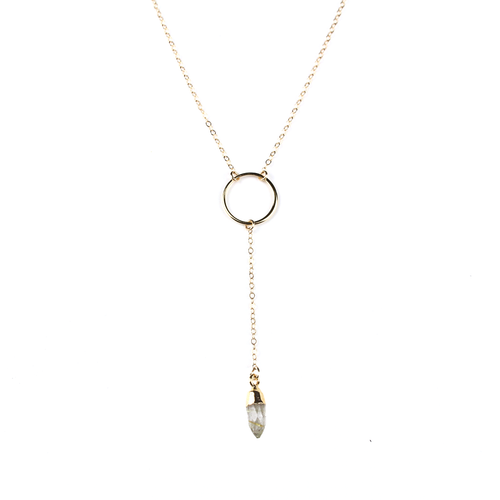 Gia Gold Rutilated Quartz Y Necklace