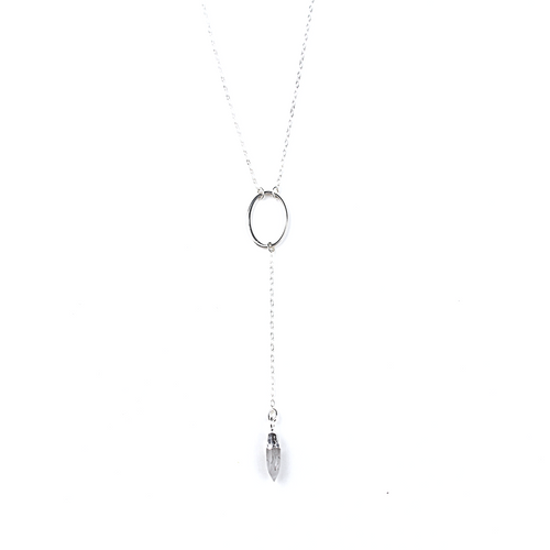 Gia Silver Rutilated Quartz Y Necklace