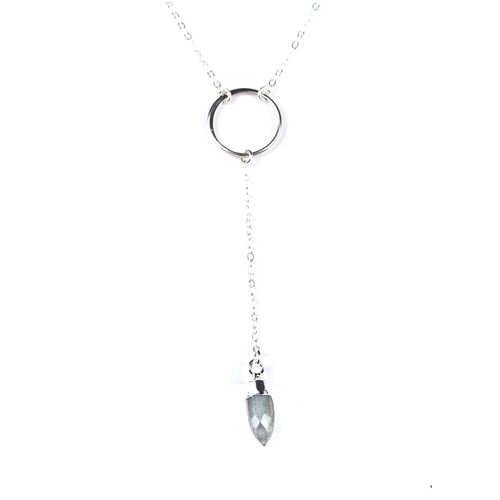 Gia Silver Labradorite Y Necklace