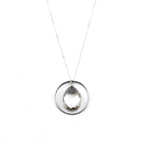 Crystal Silver Quartz Halo Necklace